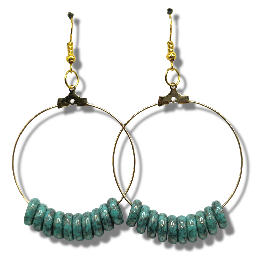 Green Looped Large Loop Earrings
