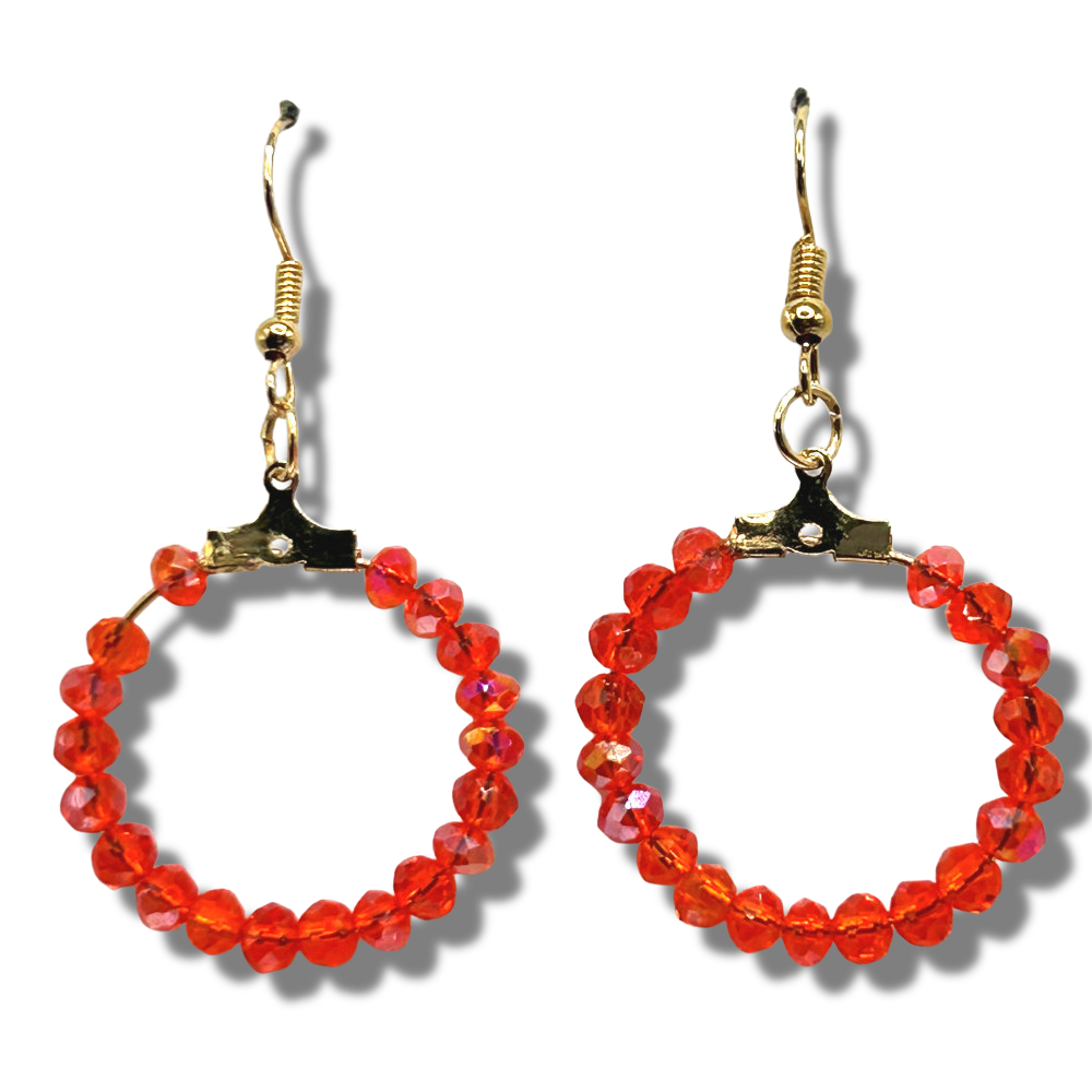 Sparkly Orange Small Loop Earrings