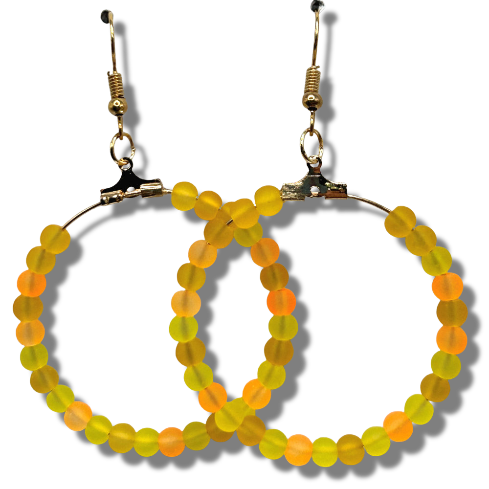 Orange and Yellow Large Loop Earrings