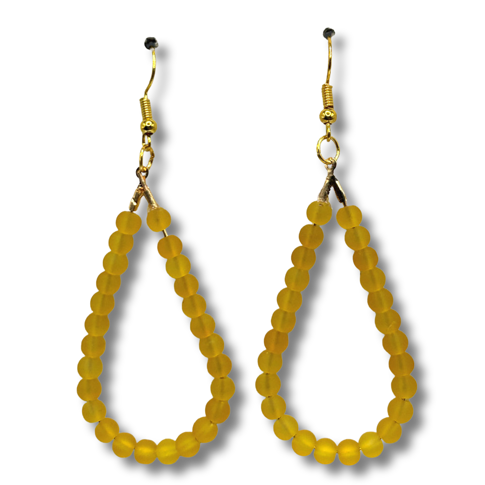 Matte Yellow Teardrop Loop Earrings