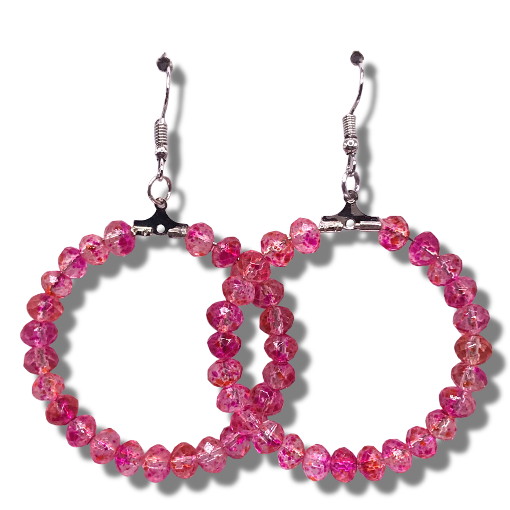 Speckled Pink Large Loop Earrings