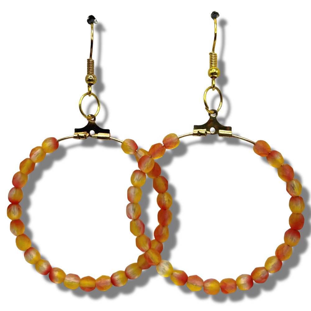 Red and Yellow Matte Large Loop Earrings