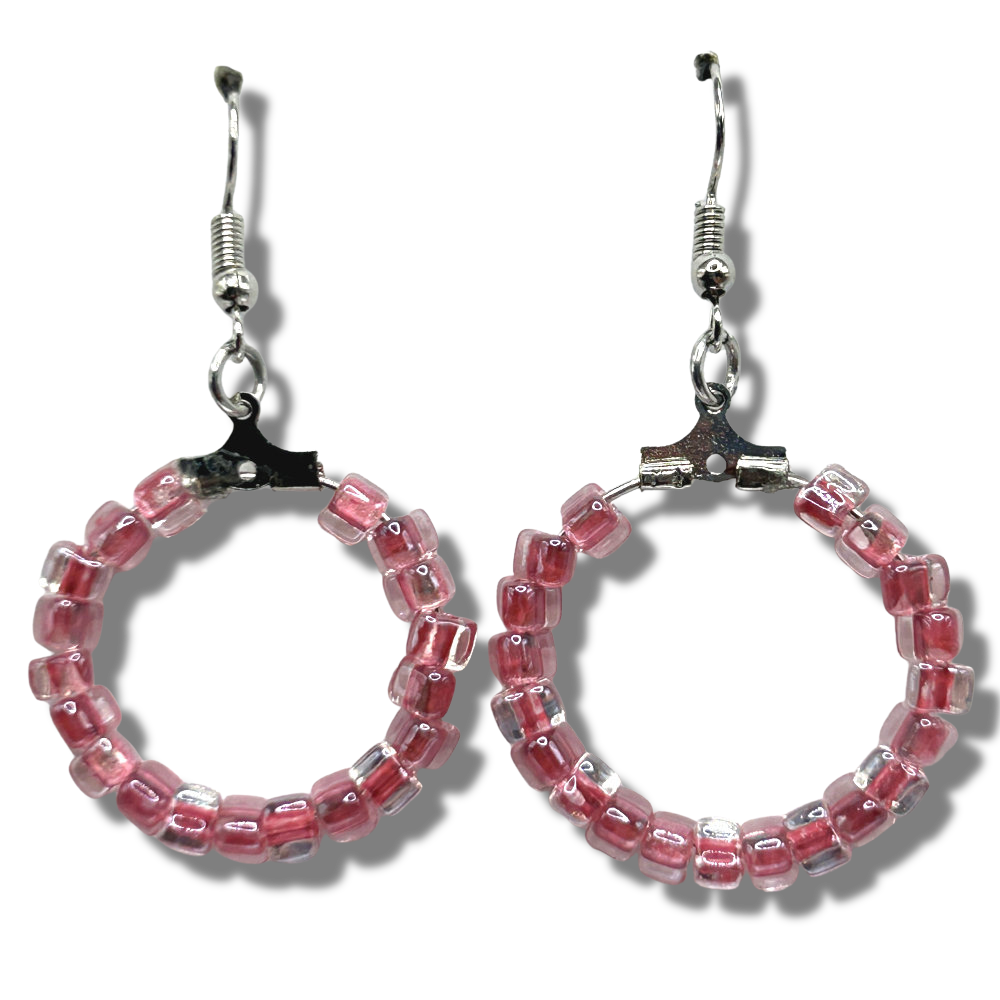 Pink-Lined Small Loop Earrings