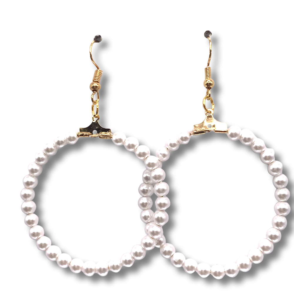 Large Faux Pearl Loop Earrings