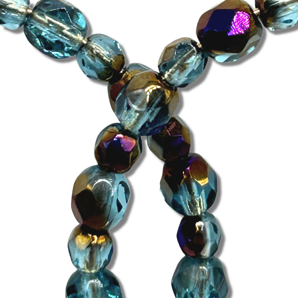 Blue and Purple-Metallic Large Loop Earrings