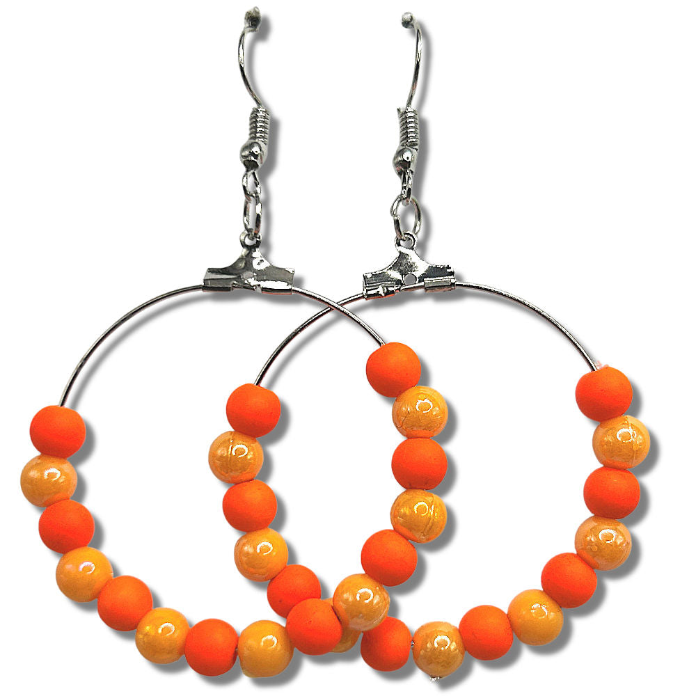 Orange Mixed Plastic Large Loop Earrings