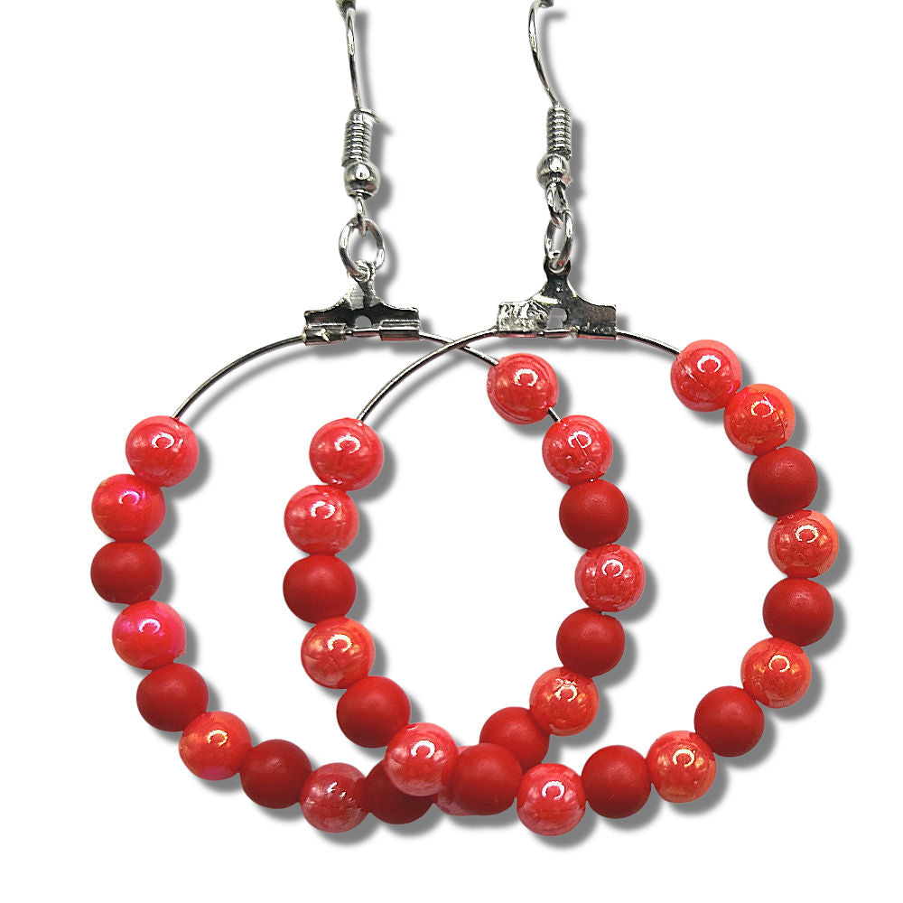 Red Mixed Plastic Large Loop Earrings