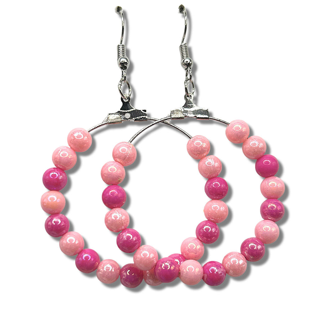 Pink Mixed Plastic Large Loop Earrings
