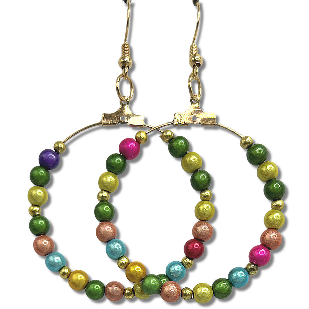 Large Loop Earrings with Multicolor Magic Beads