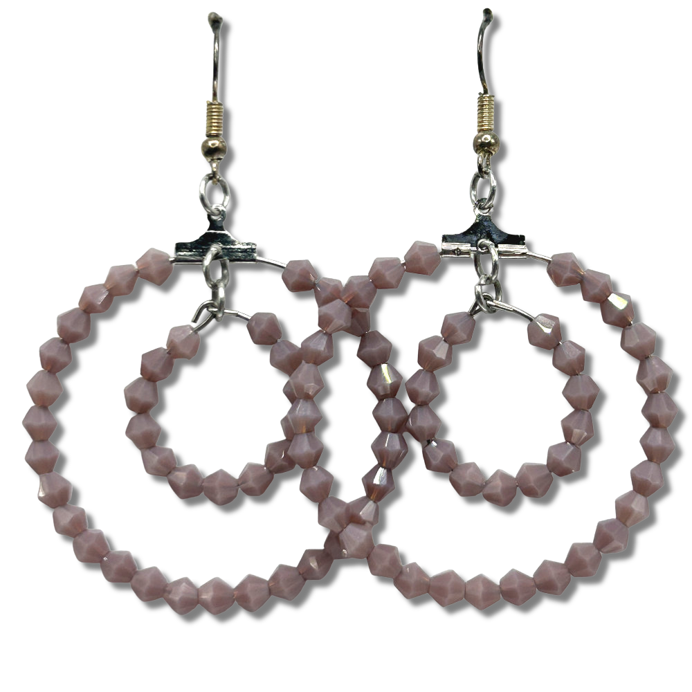 Double Purple Large Loop Earrings