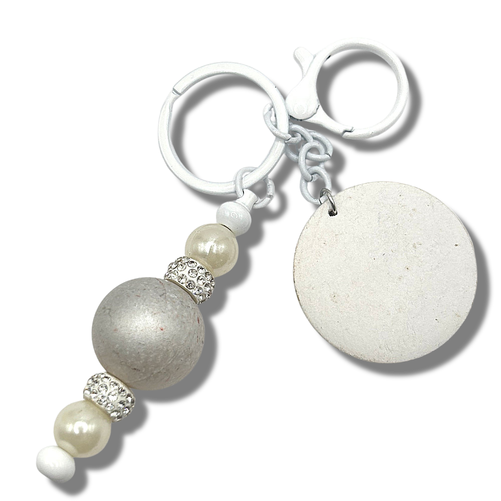 Keyring with White Wood Accent
