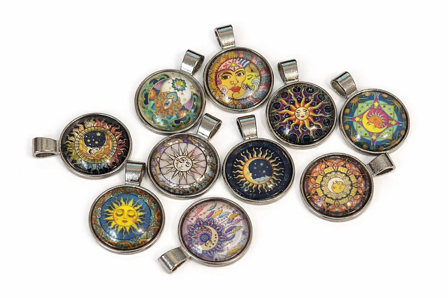 Glass and Metal Cabochon Pendants