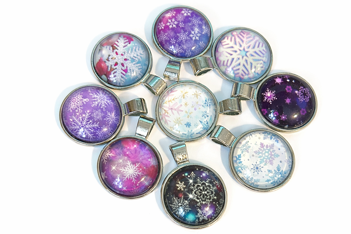 Glass and Metal Cabochon Pendants