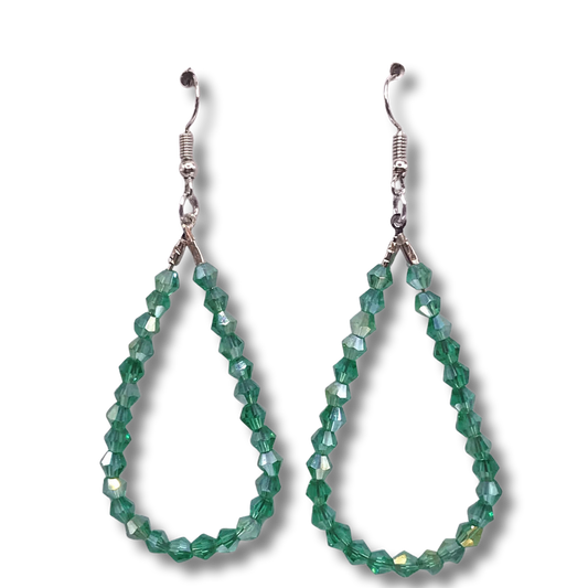 Blue-Green Teardrop Loop Earrings