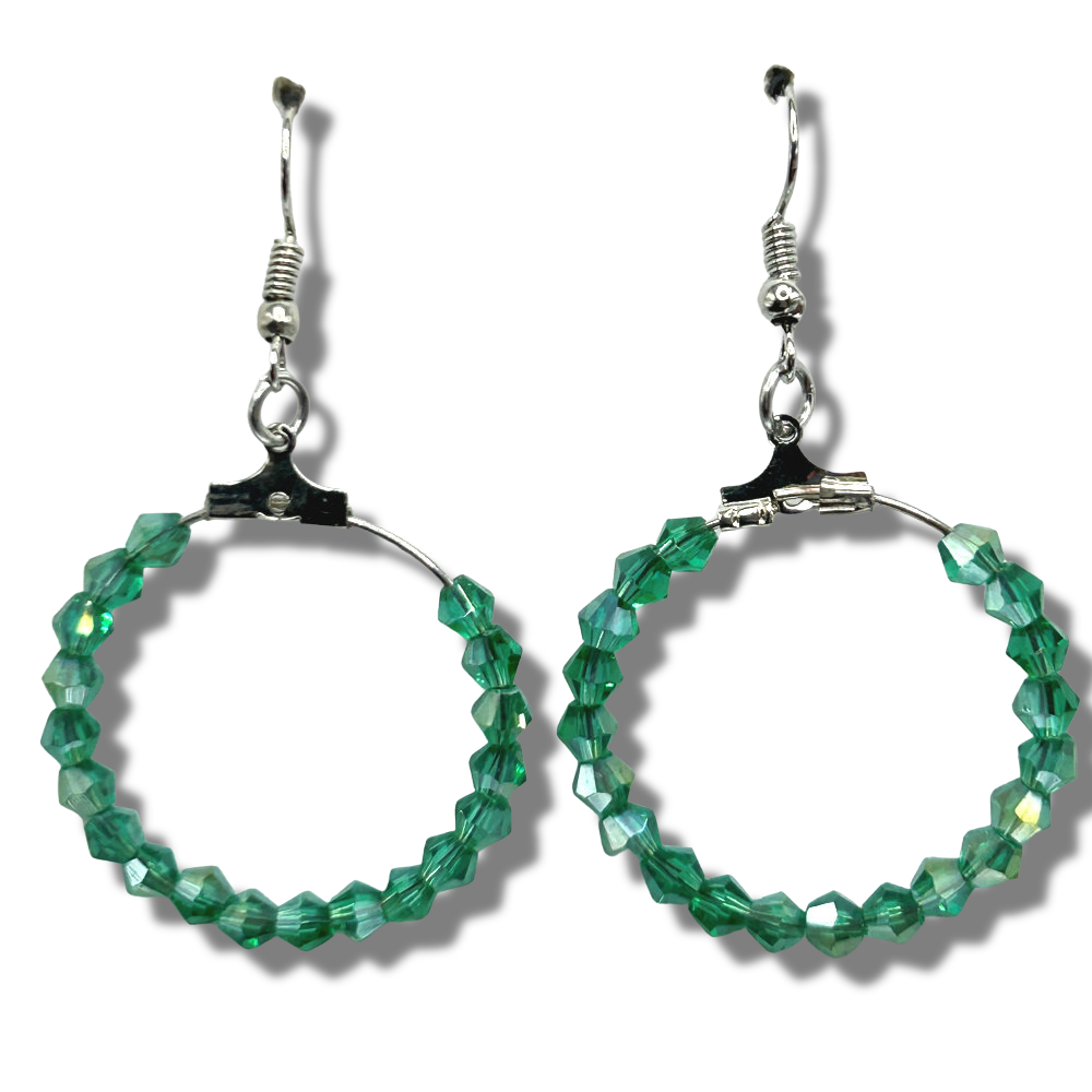 Blue-Green Medium Loop Earrings