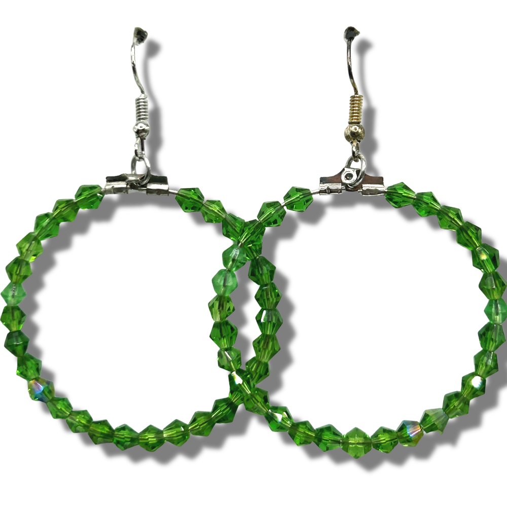 Green Large Loop Earrings