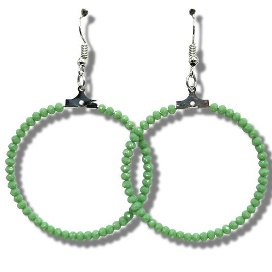Large Loop Earrings with Tiny Green Beads