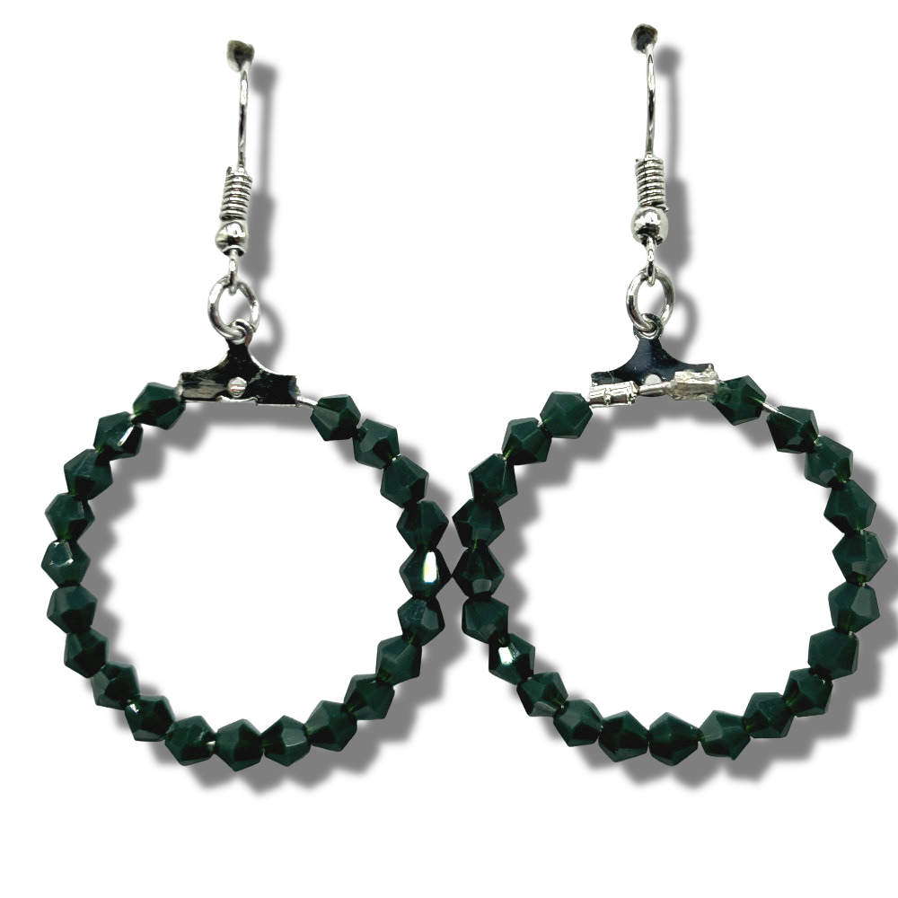 Small Dark Green Loop Earrings