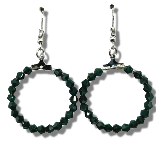 Small Dark Green Loop Earrings