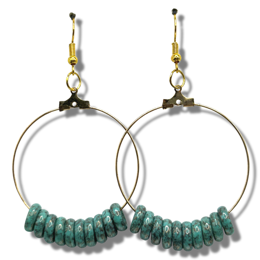 Green Looped Large Loop Earrings