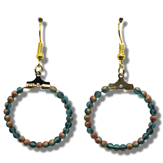 Small Matte Blue/Copper Loop Earrings