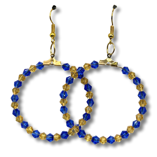 Yellow and Blue Large Loop Earrings