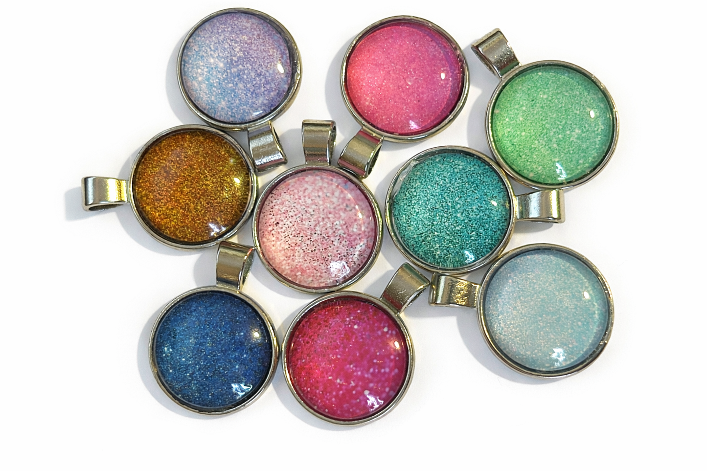 Glass and Metal Cabochon Pendants