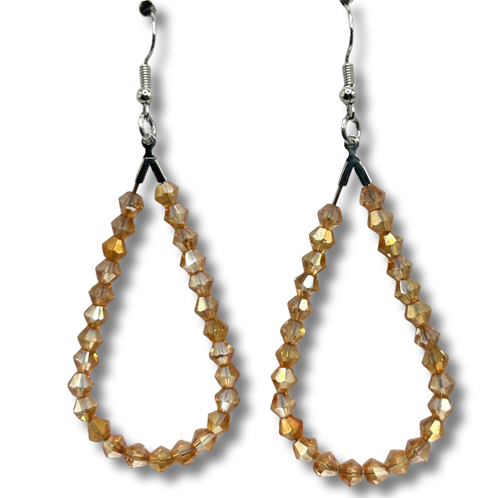 Clear Peach Teardrop Loop Earrings