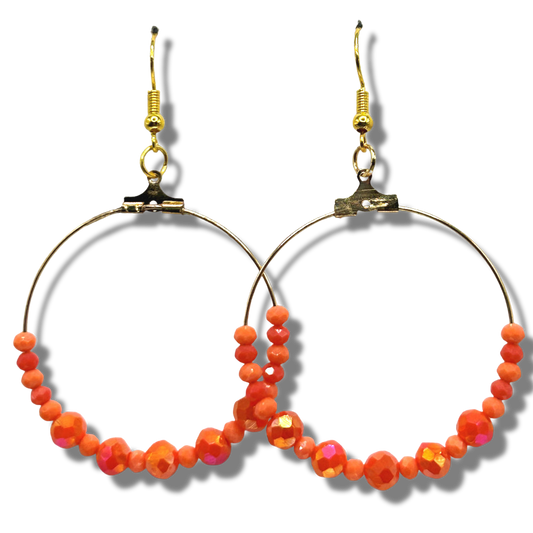 Orange Sparkly Large Loop Earrings