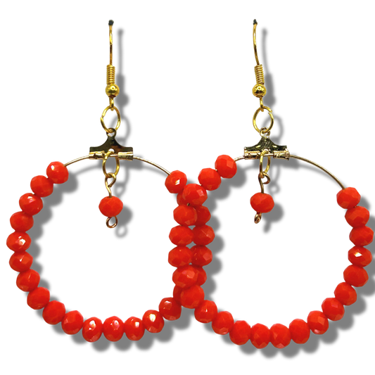 Orange Large Loop Earrings with Accent
