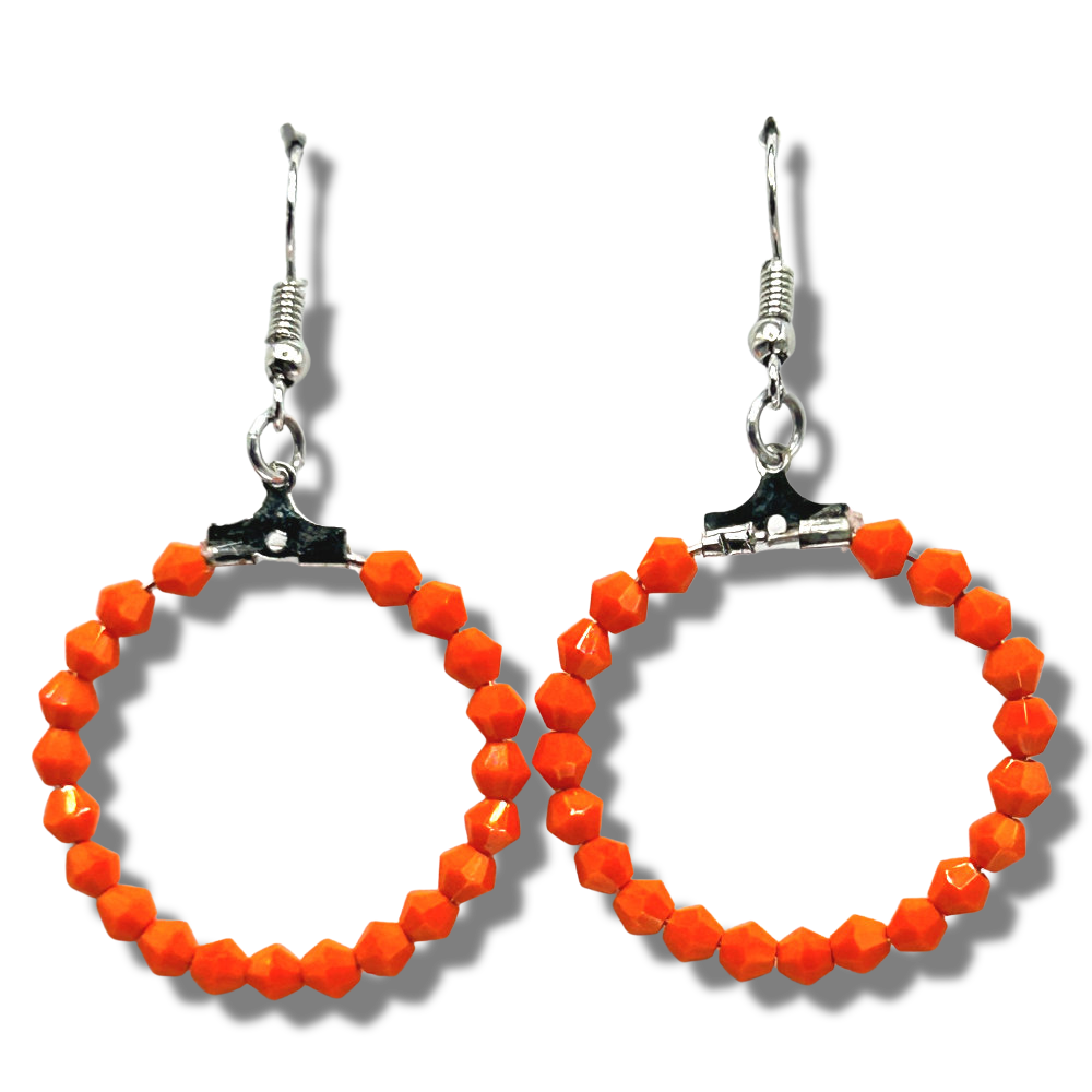 Medium Orange Bicone Loop Earrings