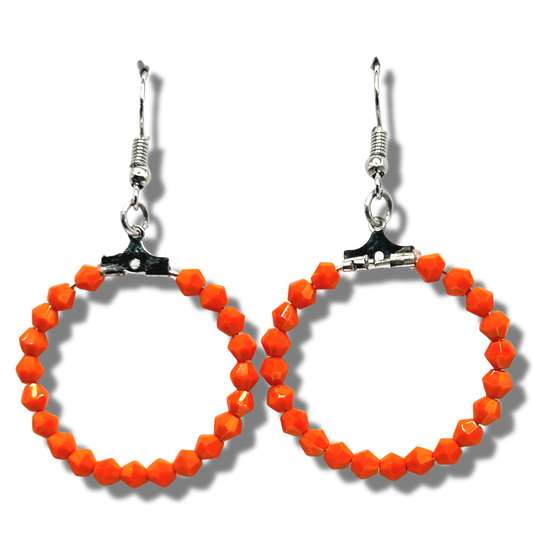 Medium Orange Bicone Loop Earrings