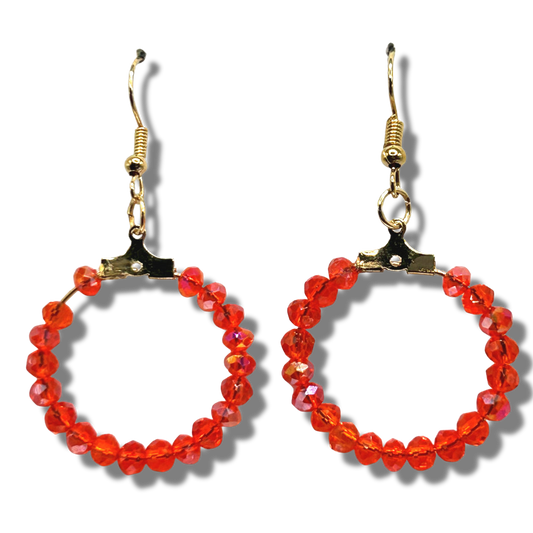 Sparkly Orange Small Loop Earrings