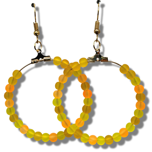 Orange and Yellow Large Loop Earrings