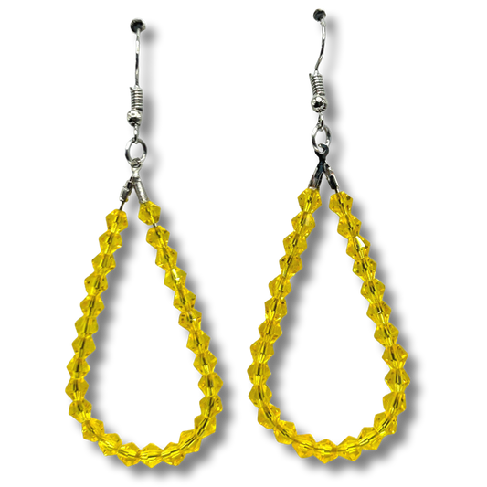 Sparkly Yellow Teardrop Loop Earrings