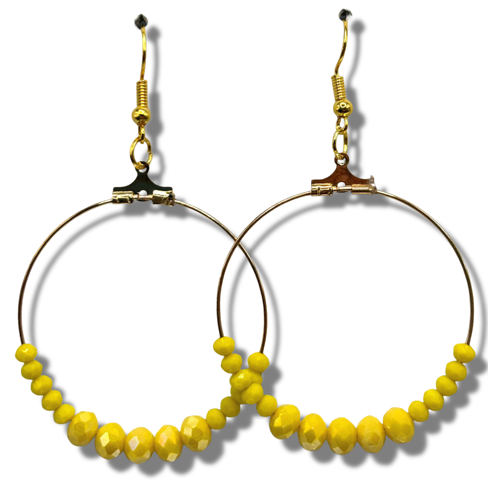 Yellow Sparkle Large Loop Earrings