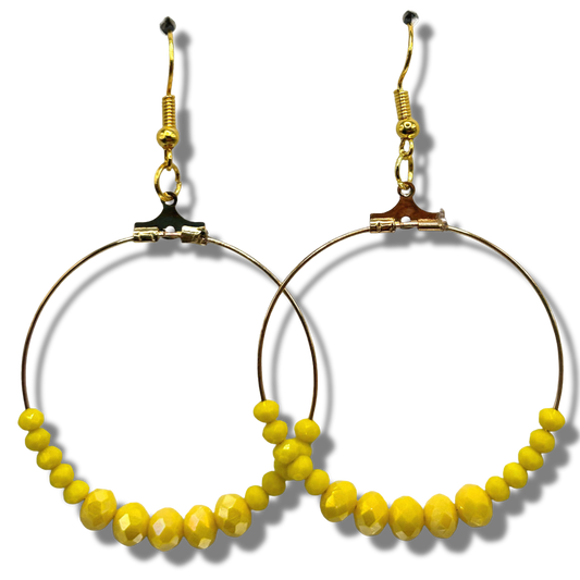 Yellow Sparkle Large Loop Earrings