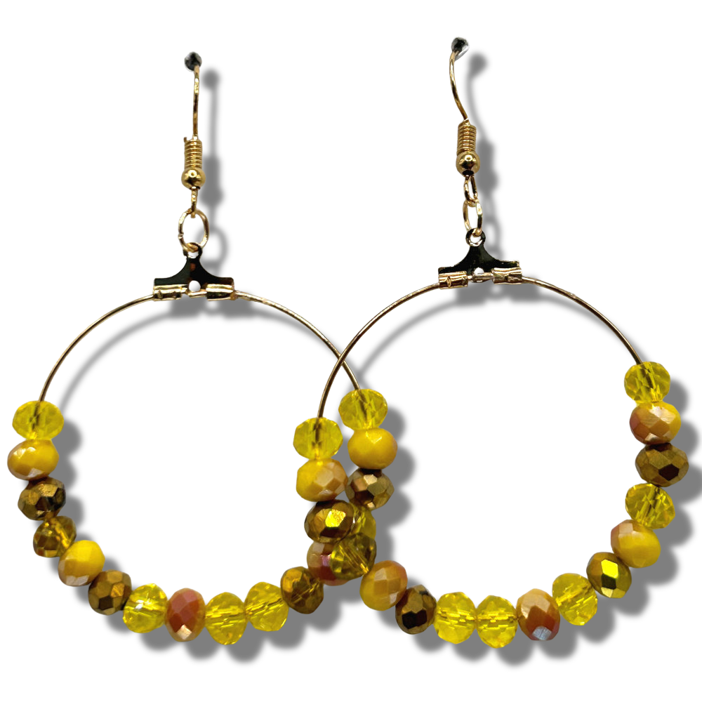 Mixed Yellows Large Loop Earrings