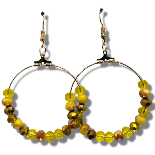 Mixed Yellows Large Loop Earrings
