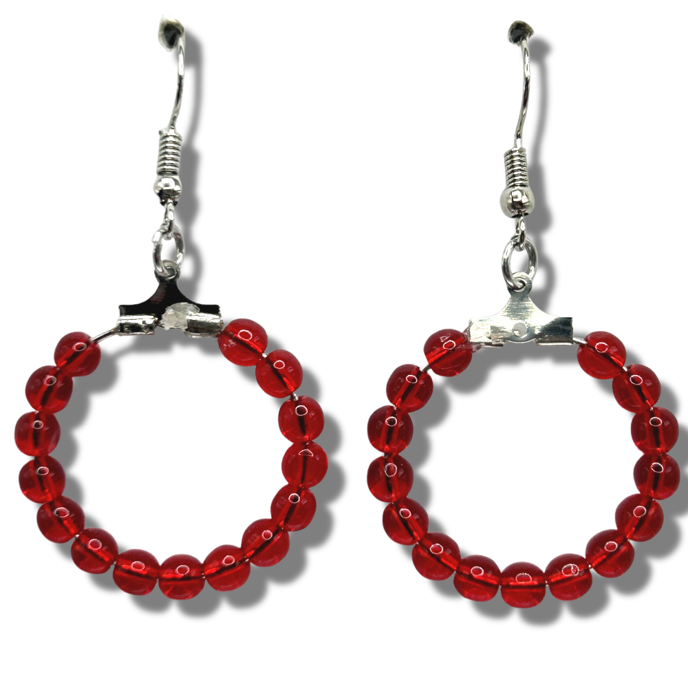 Small Red Loop Earrings
