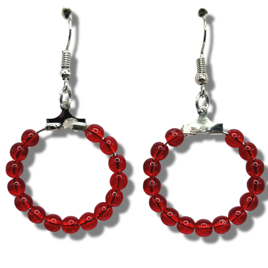 Small Red Loop Earrings