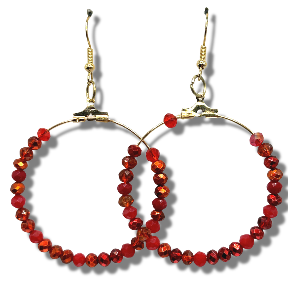 Sparkle Red Large Loop Earrings