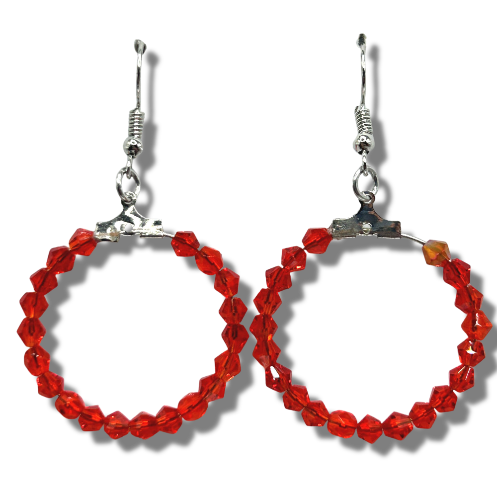 Medium Sparkly Red Loop Earrings