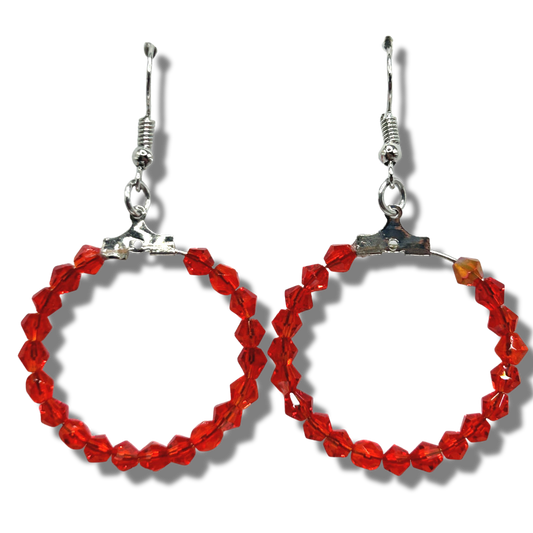 Medium Sparkly Red Loop Earrings