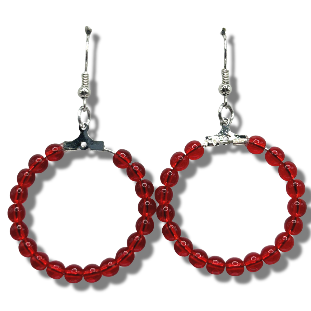 Medium Red Loop Earrings