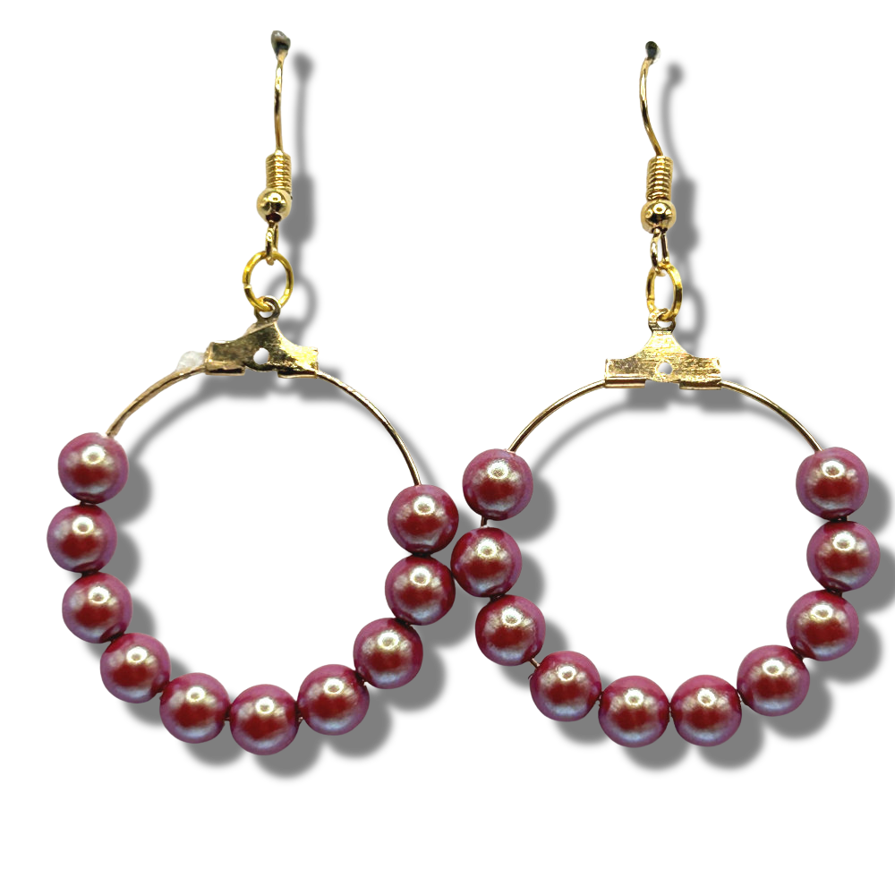 Medium Red Loop Earrings with Golden Sheen