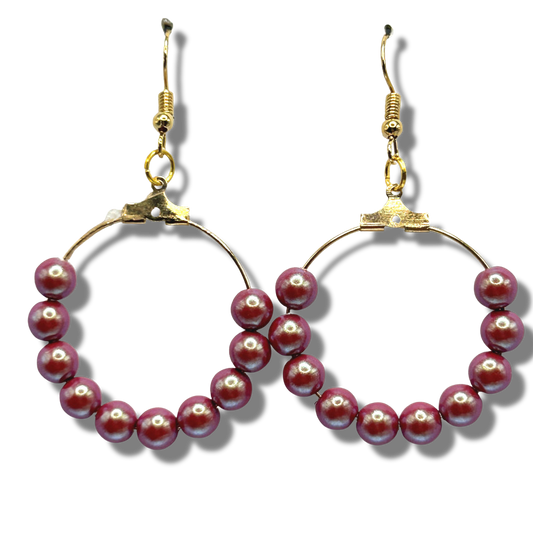 Medium Red Loop Earrings with Golden Sheen