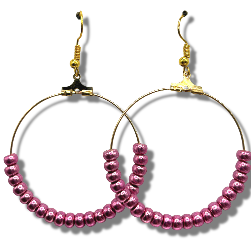 Metallic Pink Large Loop Earrings