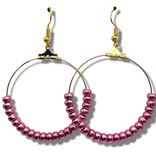 Metallic Pink Large Loop Earrings