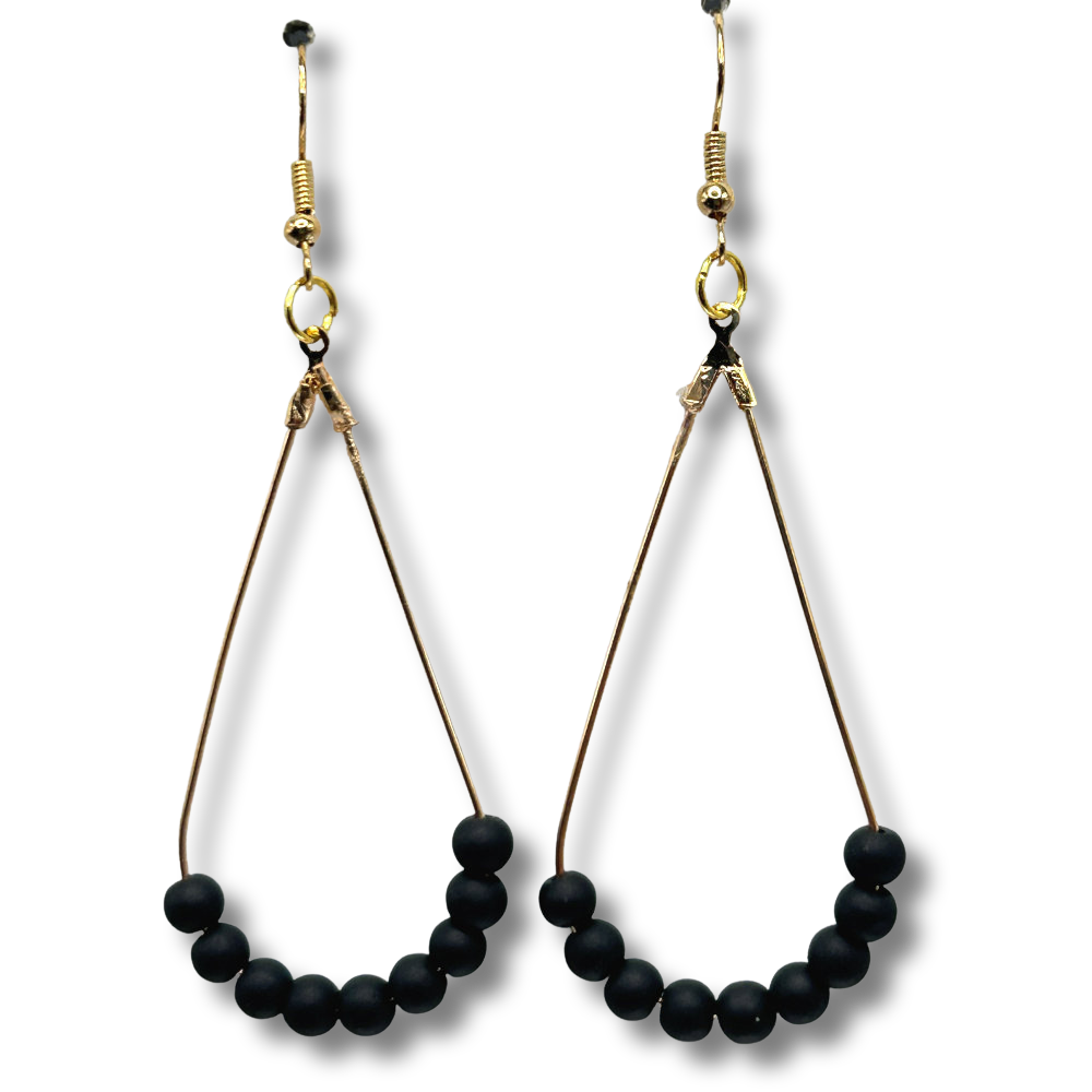 Black Matte Teardrop Loop Earrings